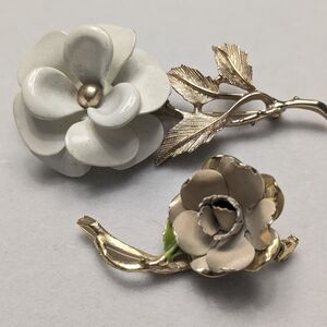 Vintage Enamel Floral Brooches